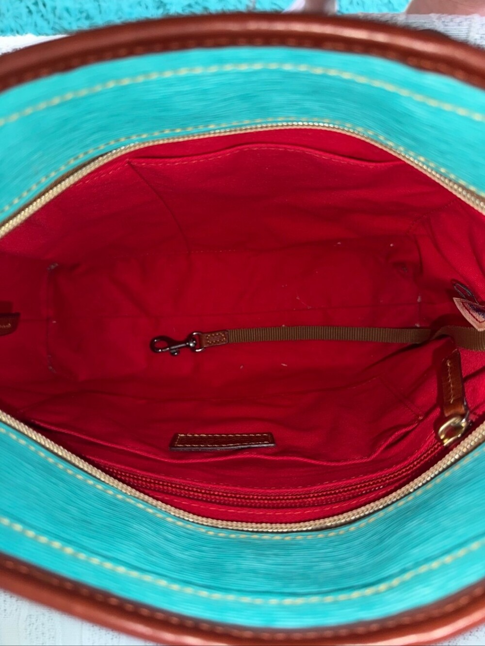 Dooney & Bourke Teal Leather Lexington Tote Bag with Matching Coin Purse EUC - Picture 12 of 13